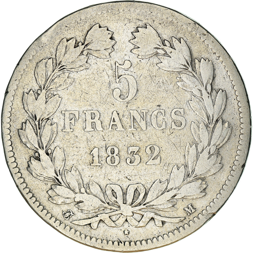 Coin, France, Louis-Philippe, 5 Francs, 1832, Toulouse, VF(20-25), Silver