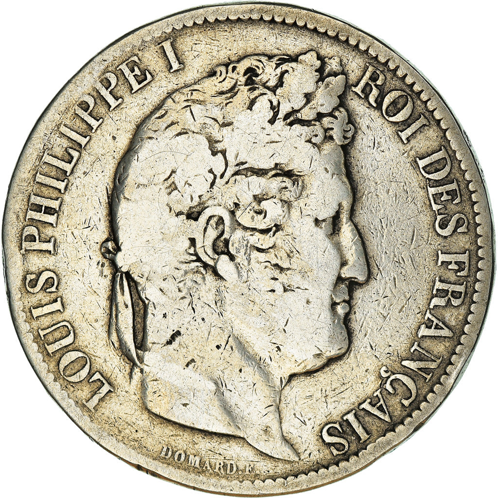 Moeda, França, Louis-Philippe, 5 Francs, 1831, La Rochelle, VF(20-25), Prata