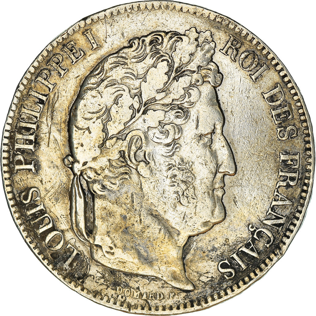 Moneda, Francia, Louis-Philippe, 5 Francs, 1839, Lille, BC+, Plata, KM:749.13