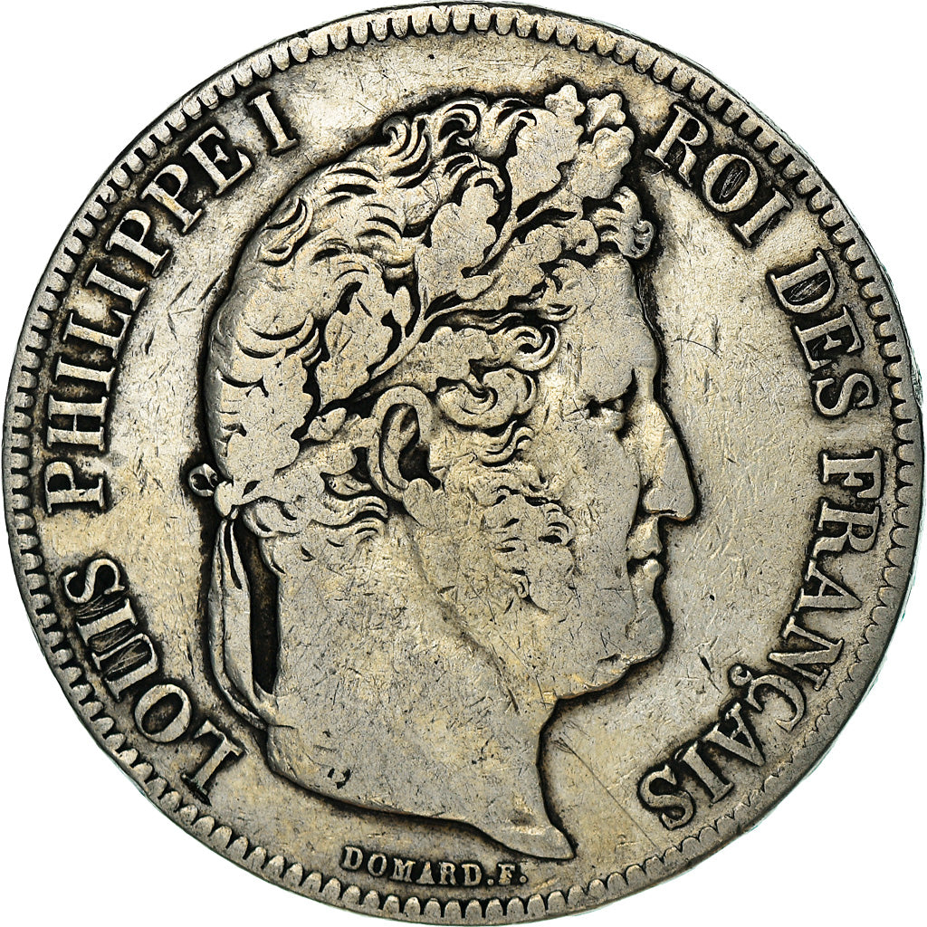 Moneda, Francia, Louis-Philippe, 5 Francs, 1840, Paris, BC+, Plata, KM:749.1