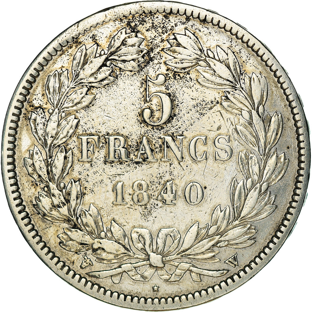 Moneda, Francia, Louis-Philippe, 5 Francs, 1840, Lille, BC+, Plata, KM:749.13