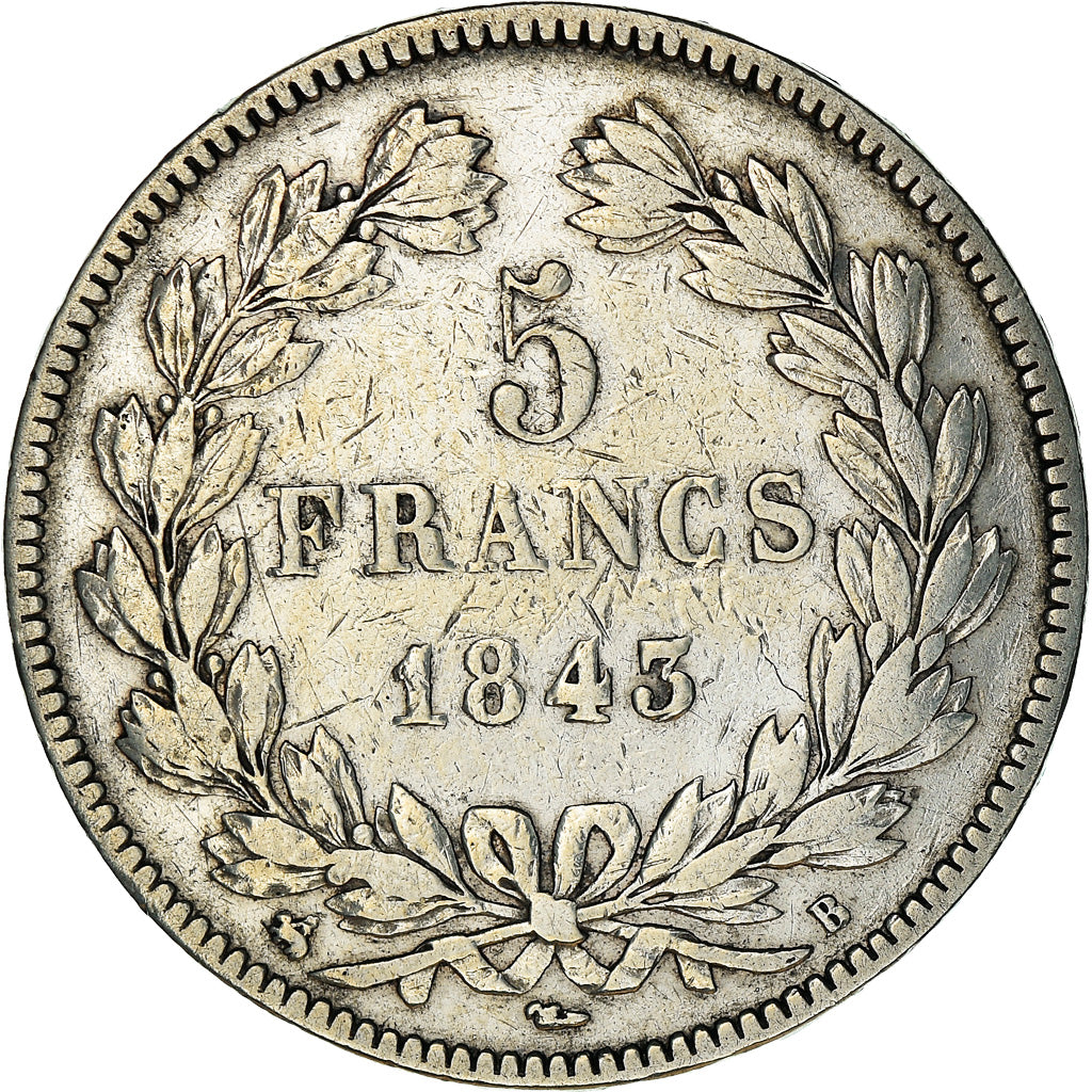 Moneta, Francja, Louis-Philippe, 5 Francs, 1843, Rouen, VF(20-25), Srebro