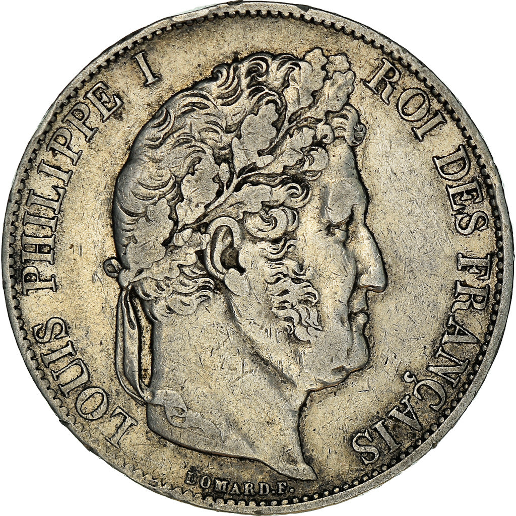 Moneda, Francia, Louis-Philippe, 5 Francs, 1844, Strasbourg, MBC, Plata