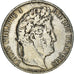Moneda, Francia, Louis-Philippe, 5 Francs, 1845, Paris, BC+, Plata, KM:749.1