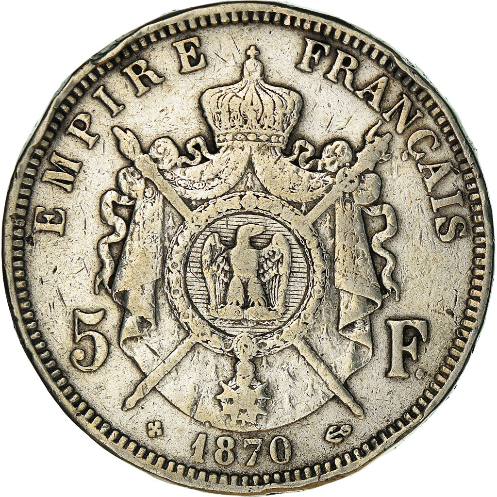 Monnaie, France, Napoléon III, 5 Francs, 1870, Strasbourg, TTB, Argent