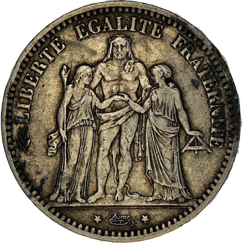 Coin, France, Hercule, 5 Francs, 1873, Bordeaux, VF(30-35), Silver, KM:820.2