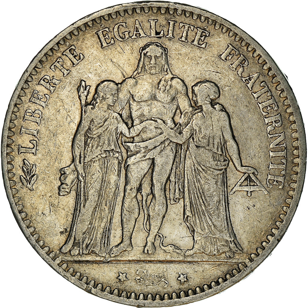 Munten, Frankrijk, Hercule, 5 Francs, 1876, Paris, FR+, Zilver, KM:820.1