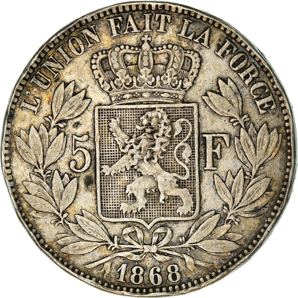 Monnaie, Belgique, Leopold II, 5 Francs, 5 Frank, 1868, Bruxelles, TB+, Argent