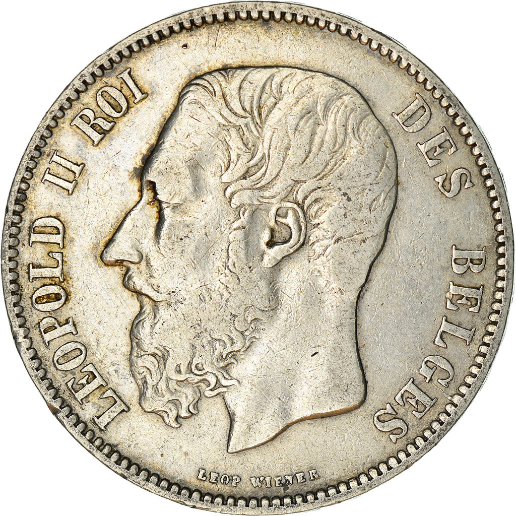 Moeda, Bélgica, Leopold II, 5 Francs, 5 Frank, 1873, EF(40-45), Prata, KM:24