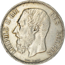 Moneta, Belgio, Leopold II, 5 Francs, 5 Frank, 1873, BB, Argento, KM:24