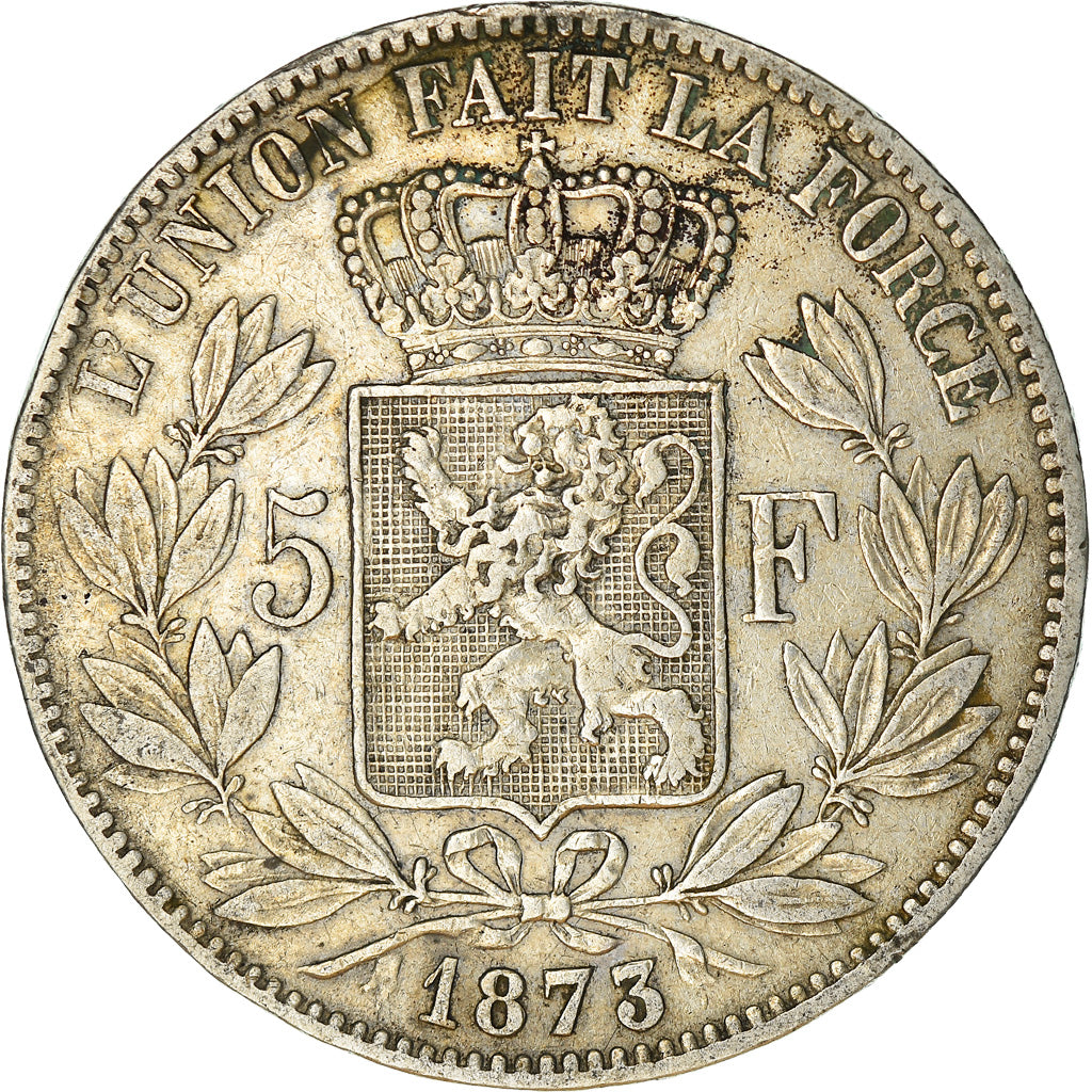 Moeda, Bélgica, Leopold II, 5 Francs, 5 Frank, 1873, EF(40-45), Prata, KM:24