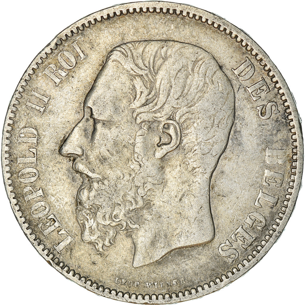 Moeda, Bélgica, Leopold II, 5 Francs, 5 Frank, 1870, Brussels, VF(30-35)