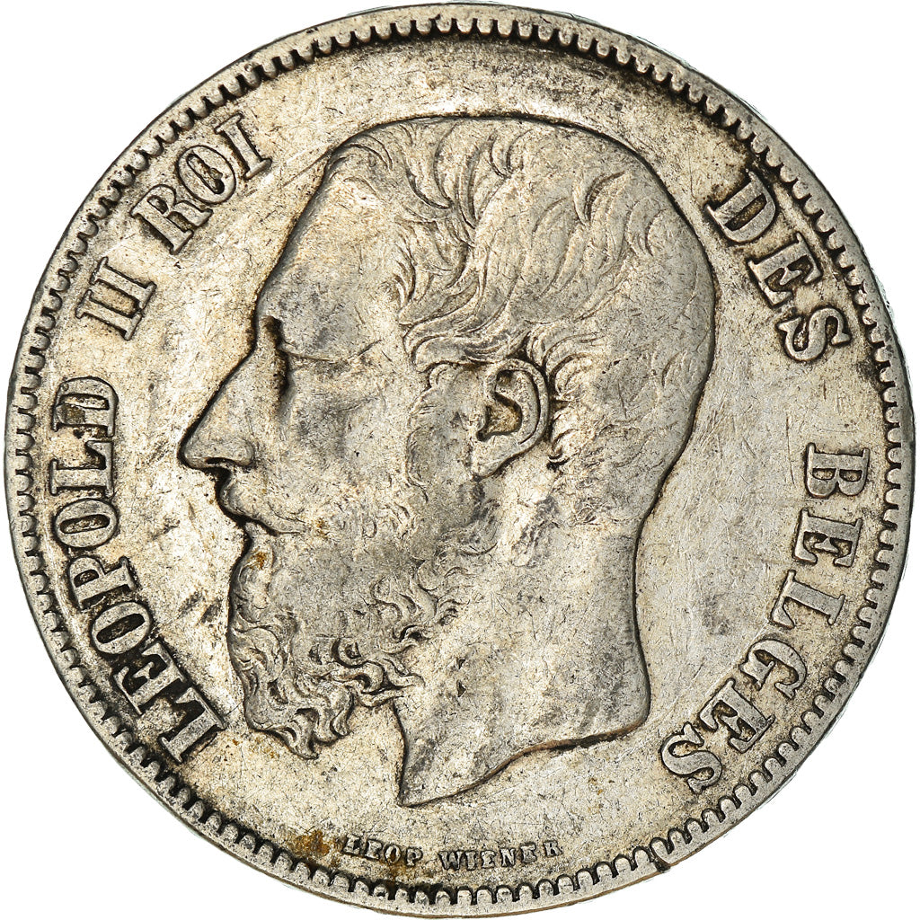 Coin, Belgium, Leopold II, 5 Francs, 5 Frank, 1870, Brussels, VF(30-35), Silver