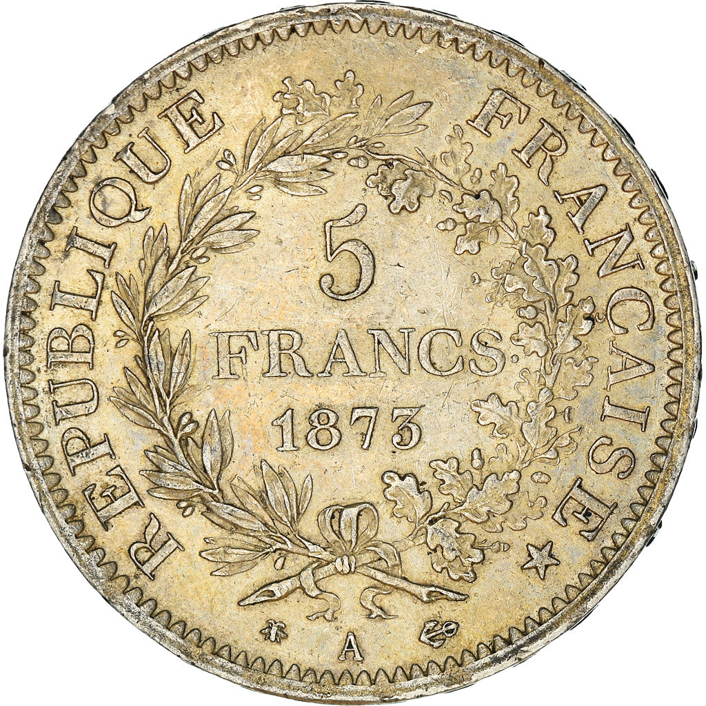 Moneta, Francja, Hercule, 5 Francs, 1873, Paris, EF(40-45), Srebro, KM:820.1