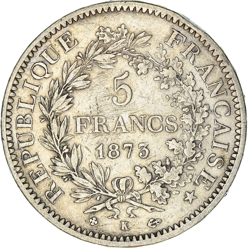 Coin, France, Hercule, 5 Francs, 1873, Bordeaux, EF(40-45), Silver, KM:820.2
