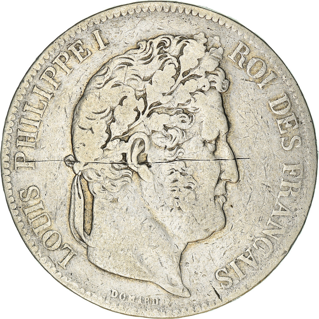 Moneda, Francia, Louis-Philippe, 5 Francs, 1835, Paris, BC+, Plata, KM:749.1