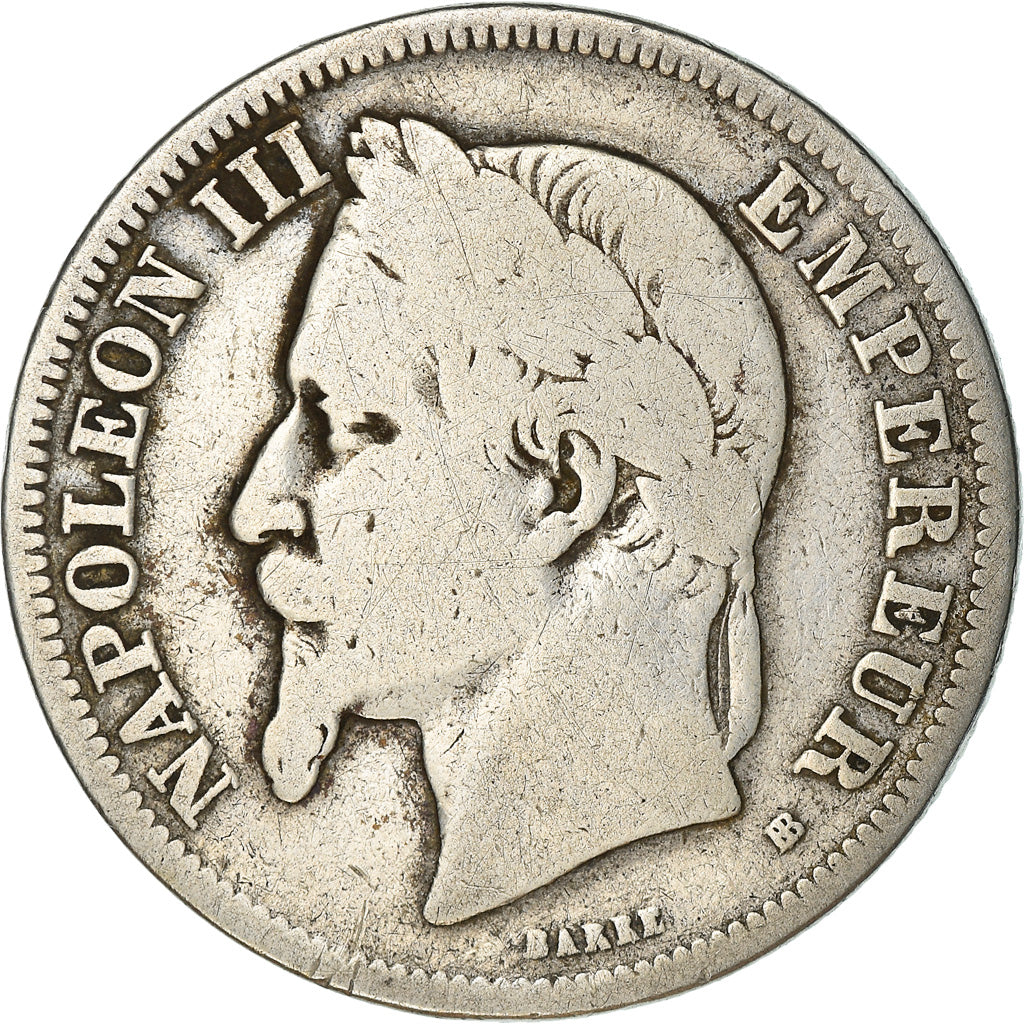 Moeda, França, Napoleon III, Napoléon III, 2 Francs, 1869, Strasbourg