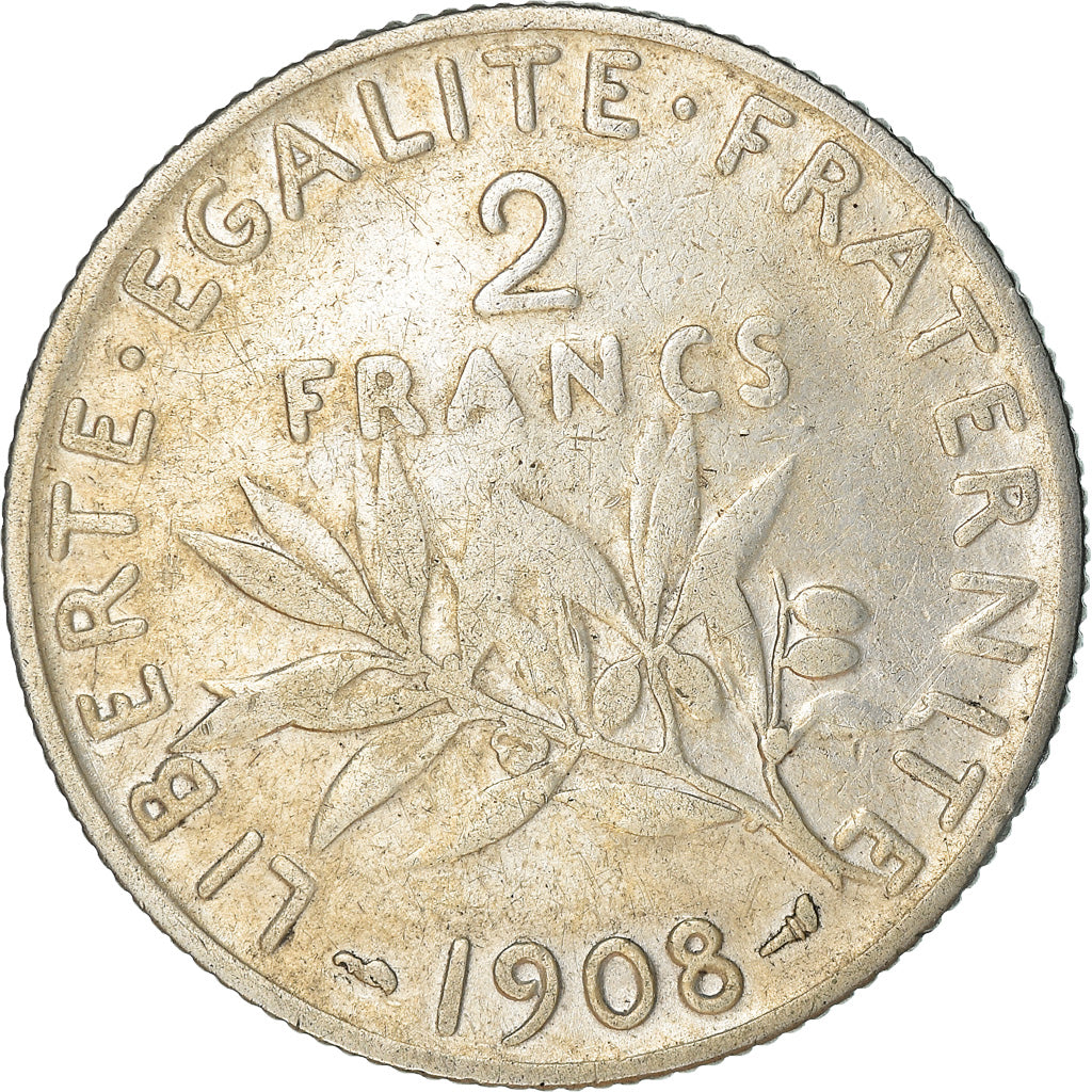 Münze, Frankreich, Semeuse, 2 Francs, 1908, Paris, S+, Silber, KM:845.1