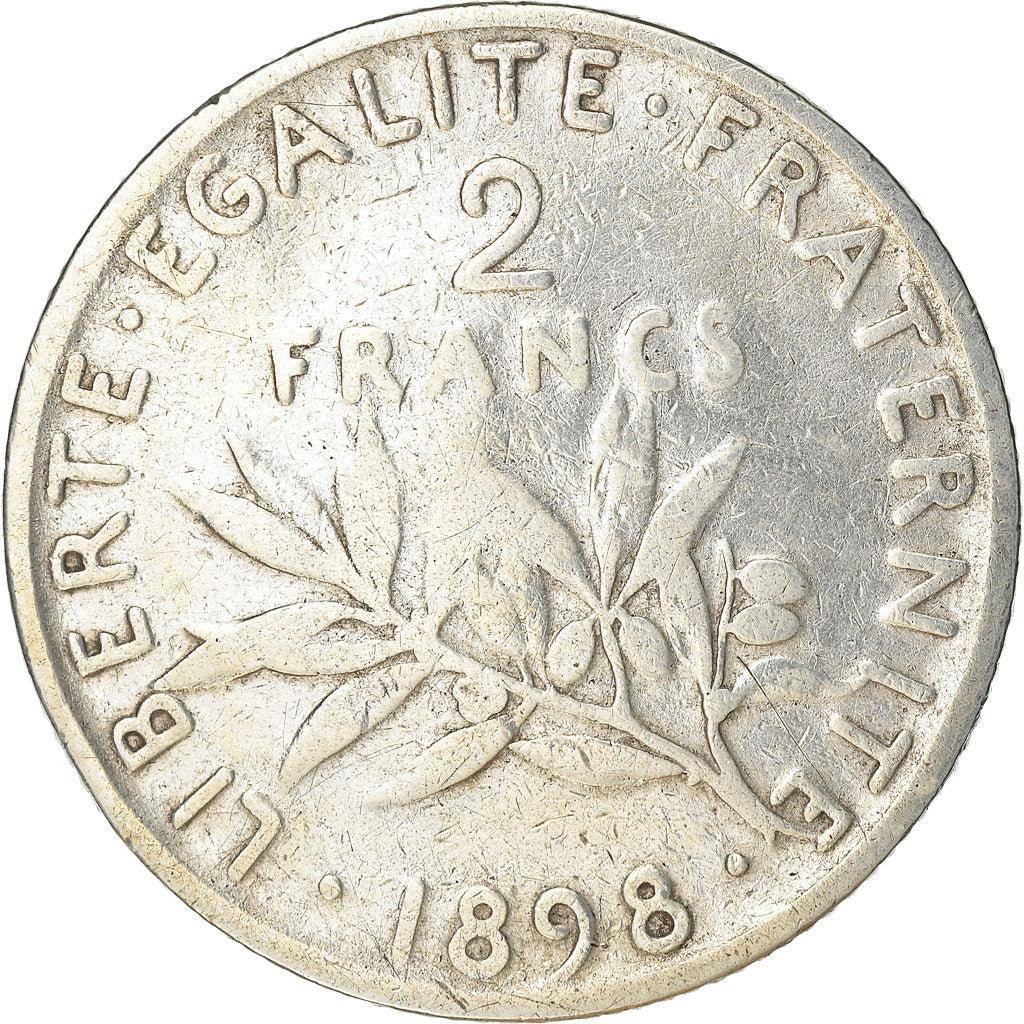 Moneta, Francia, Semeuse, 2 Francs, 1898, Paris, MB, Argento, KM:845.1