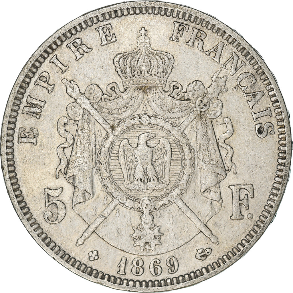 Coin, France, Napoléon III, 5 Francs, 1869, Strasbourg, EF(40-45), Silver