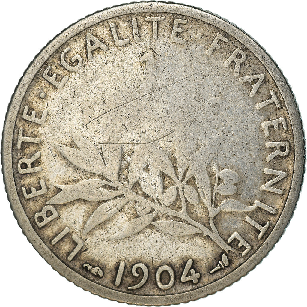Coin, France, Semeuse, Franc, 1904, Paris, VF(30-35), Silver, KM:844.1