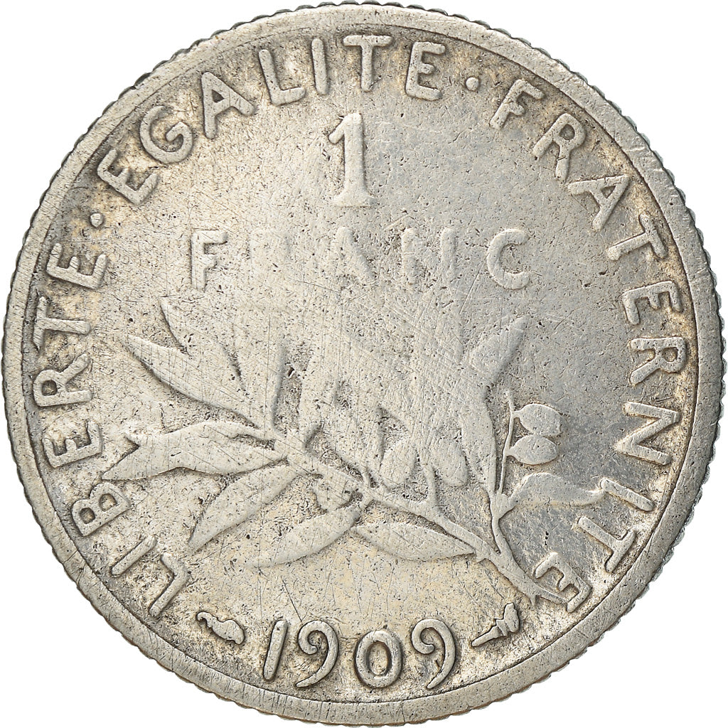 Coin, France, Semeuse, Franc, 1909, Paris, VF(30-35), Silver, KM:844.1