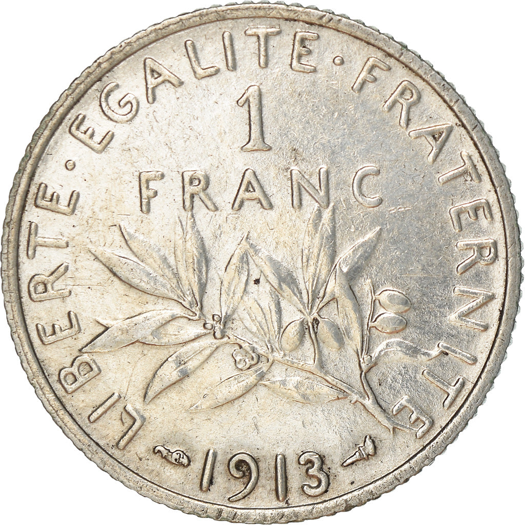 Coin, France, Semeuse, Franc, 1913, Paris, AU(55-58), Silver, KM:844.1