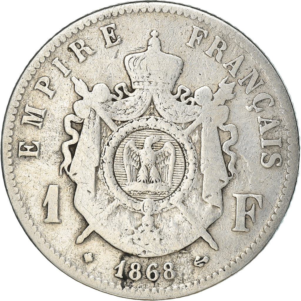 Coin, France, Napoleon III, Napoléon III, Franc, 1868, Paris, VF(20-25)