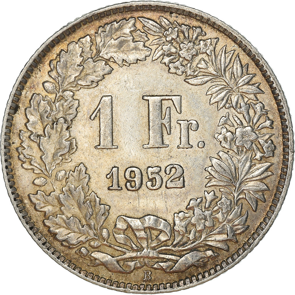 Coin, Switzerland, Franc, 1952, EF(40-45), Silver, KM:24