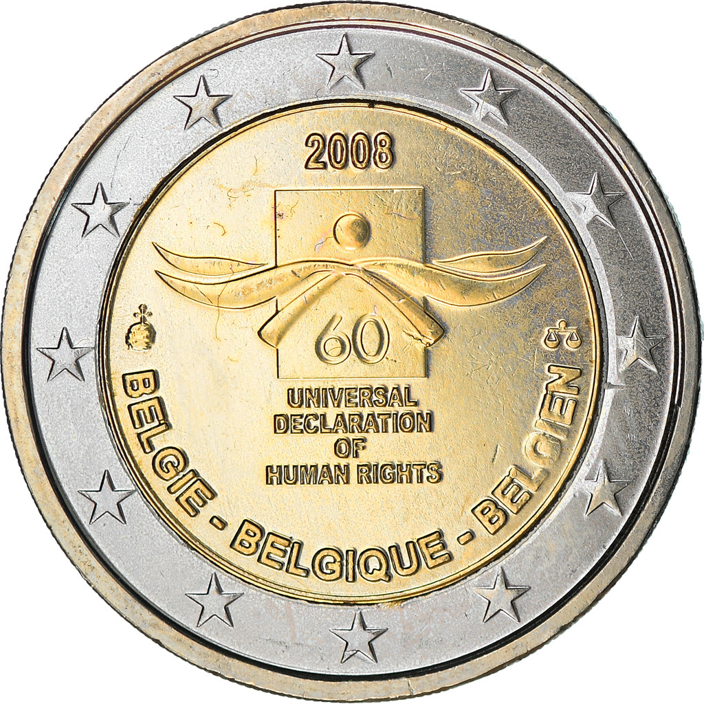 Belgium, 2 Euro, Déclaration des Droits de l'Homme, 2008, Brussels, MS(63)
