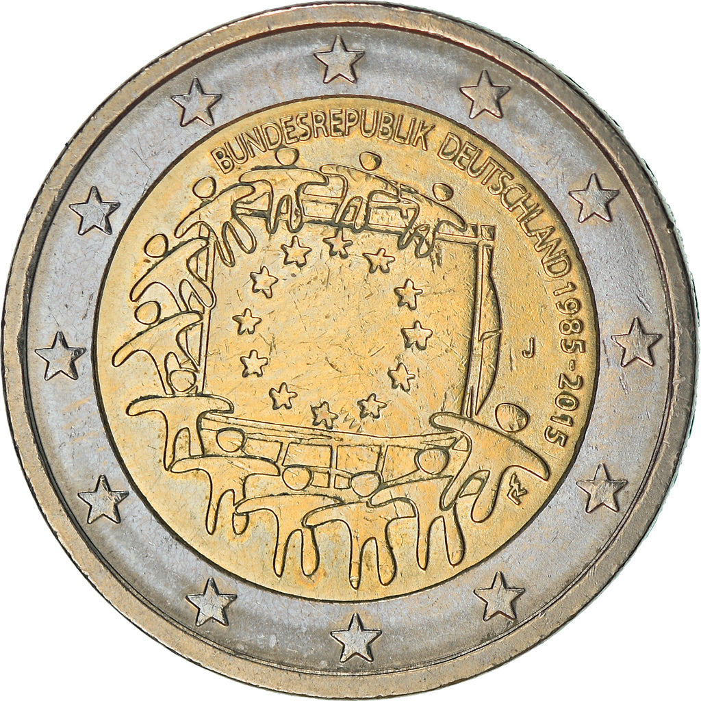 Niemcy, 2 Euro, Flag, 2015, Hambourg, MS(63), Bimetaliczny