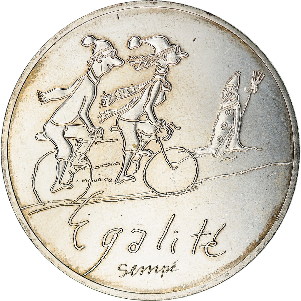 Francja, 10 Euro, Egalité Hiver Sempé, 2014, Paris, MS(64), Srebro