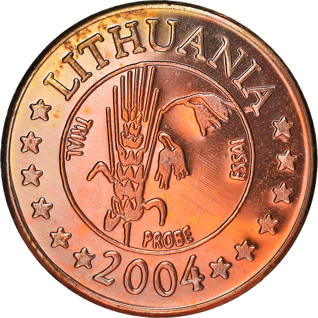 Lithuania, Fantasy euro patterns, 2 Euro Cent, 2004, Proof, MS(65-70), Copper
