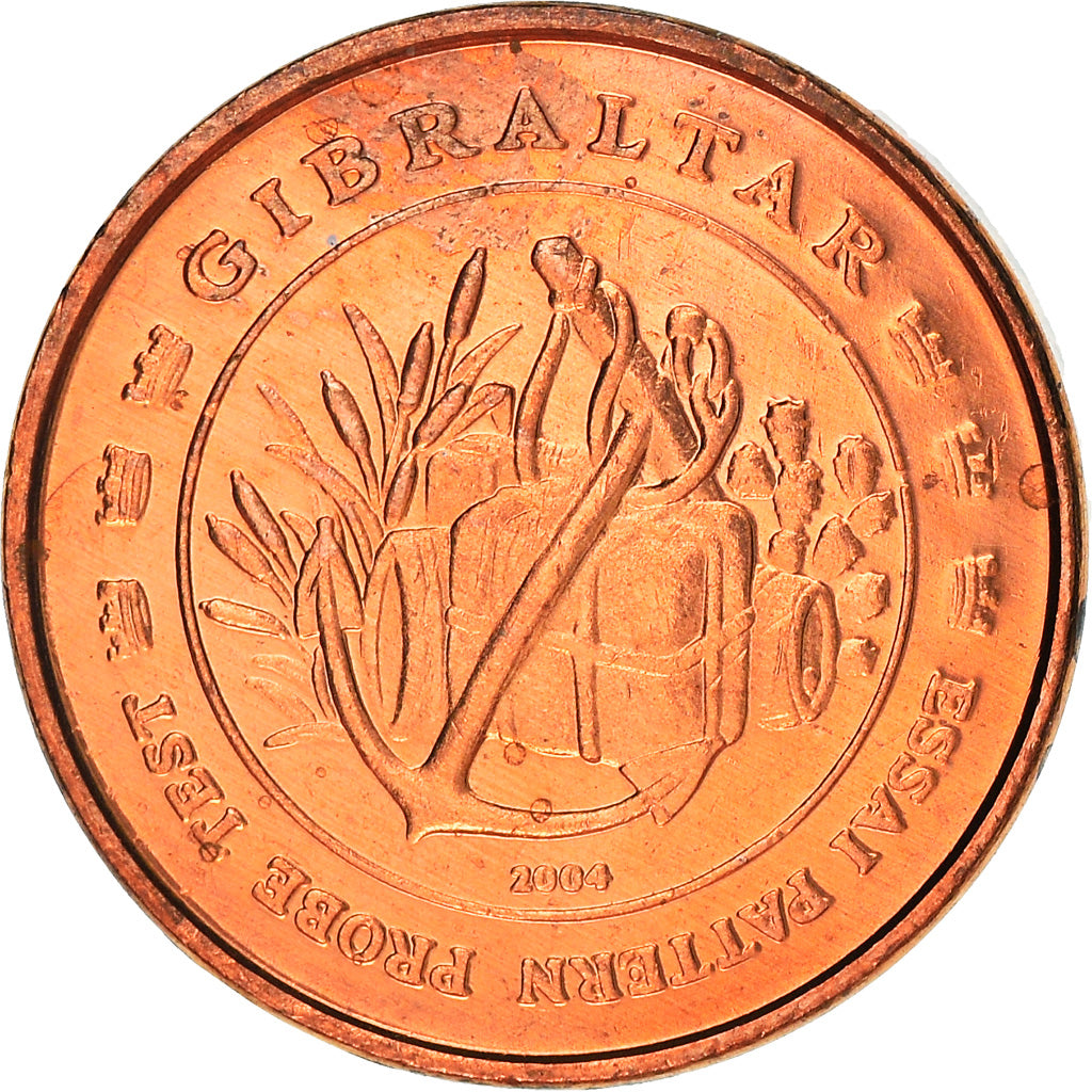 Gibilterra, Fantasy euro patterns, Euro Cent, 2004, Proof, FDC, Acciaio placcato