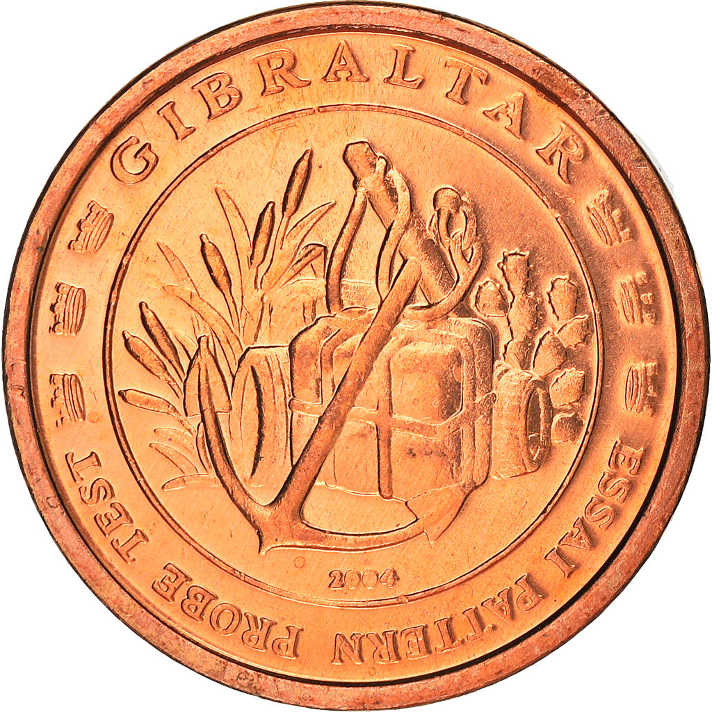 Gibraltar, Fantasy euro patterns, 2 Euro Cent, 2004, Proof, STGL, Copper Plated
