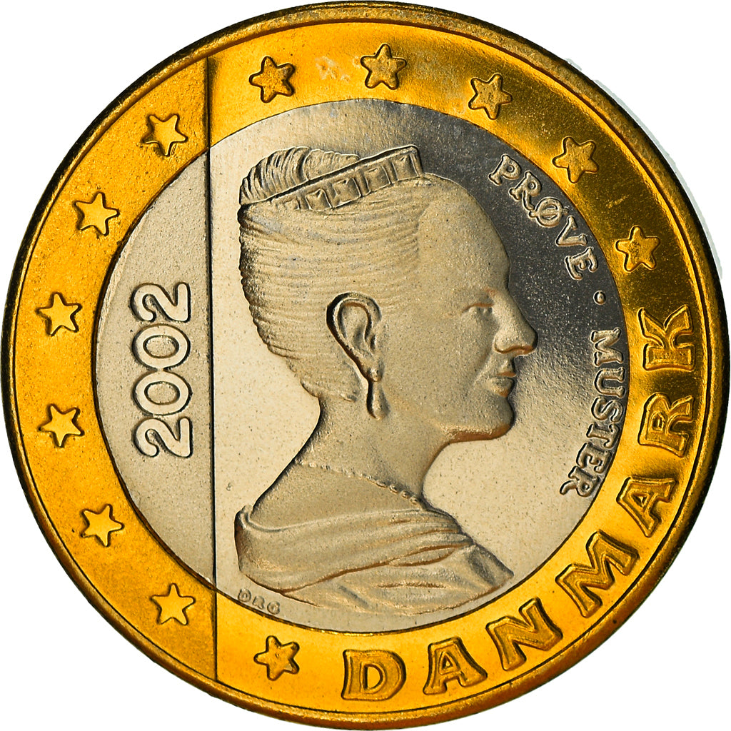 Denmark, Fantasy euro patterns, Euro, 2002, Proof, MS(65-70), Bi-Metallic