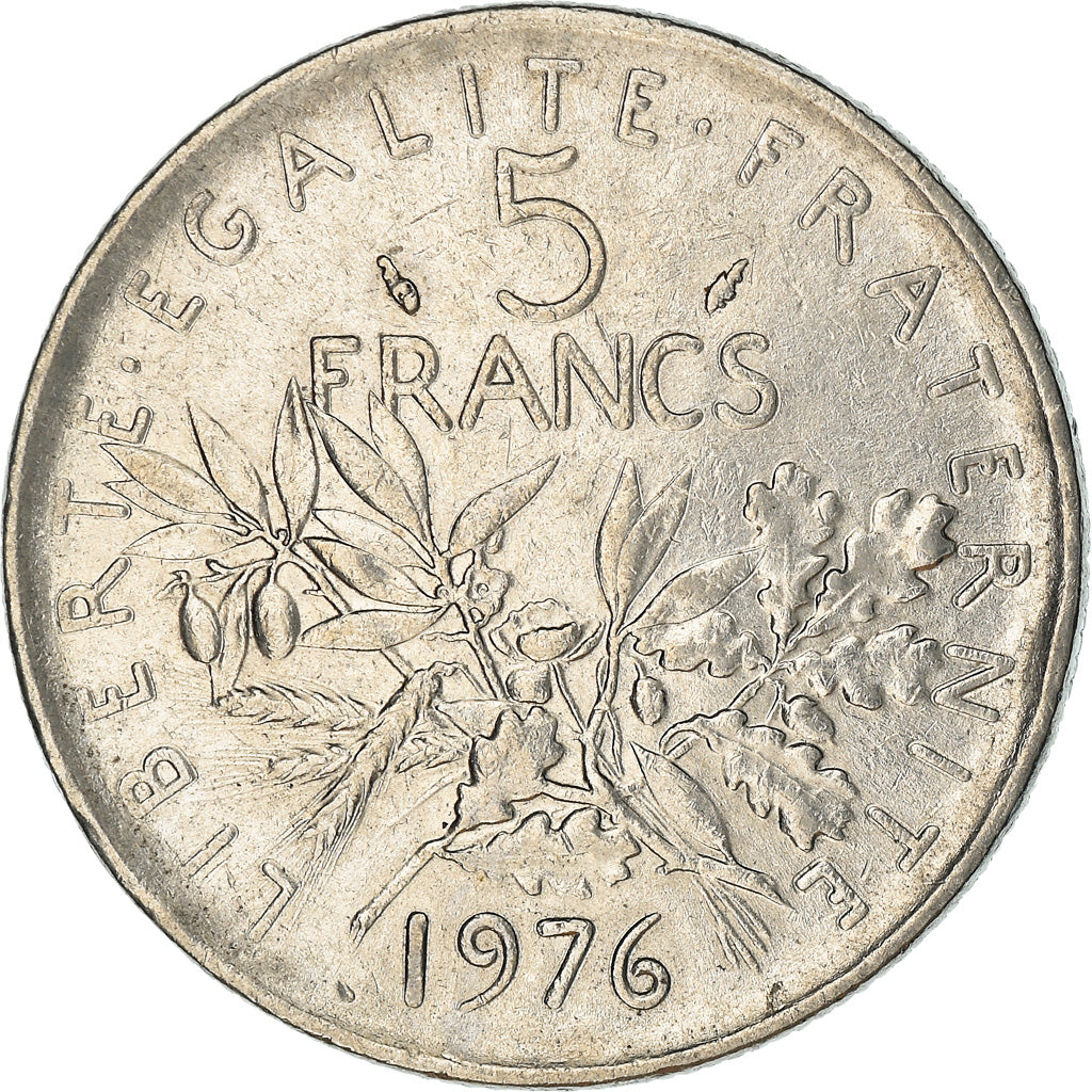 Moneda, Francia, Semeuse, 5 Francs, 1976, Paris, MBC, Níquel recubierto de