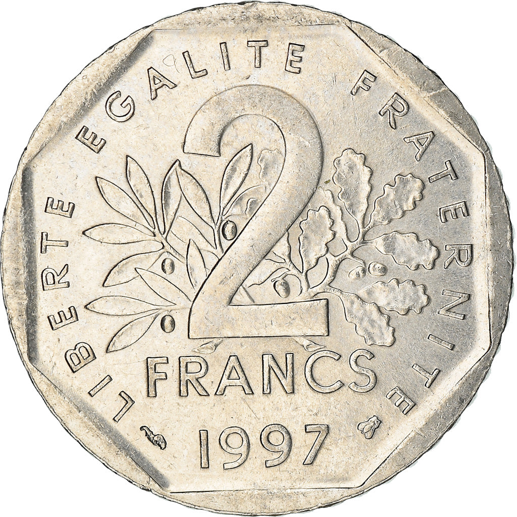 Coin, France, Semeuse, 2 Francs, 1997, AU(55-58), Nickel, KM:942.1, Gadoury:547