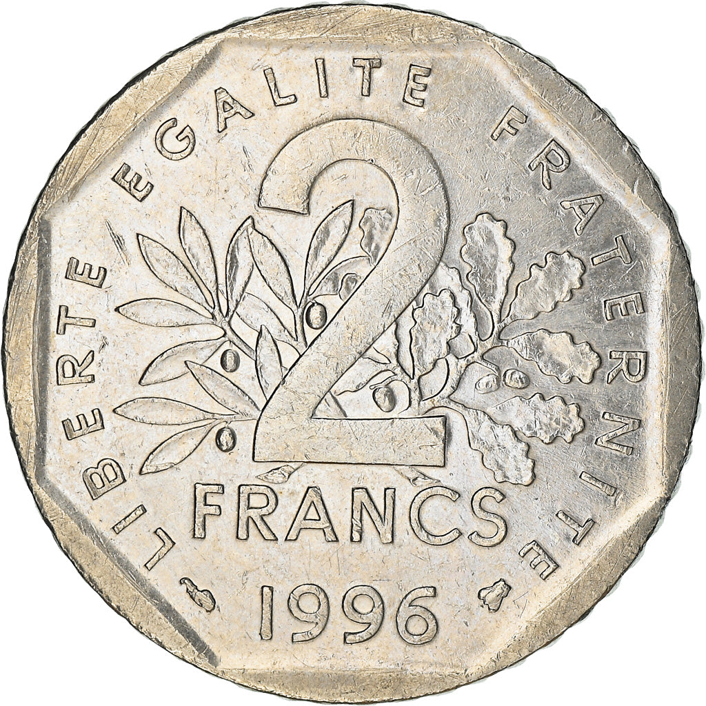 Münze, Frankreich, Semeuse, 2 Francs, 1996, VZ, Nickel, KM:942.2, Gadoury:547