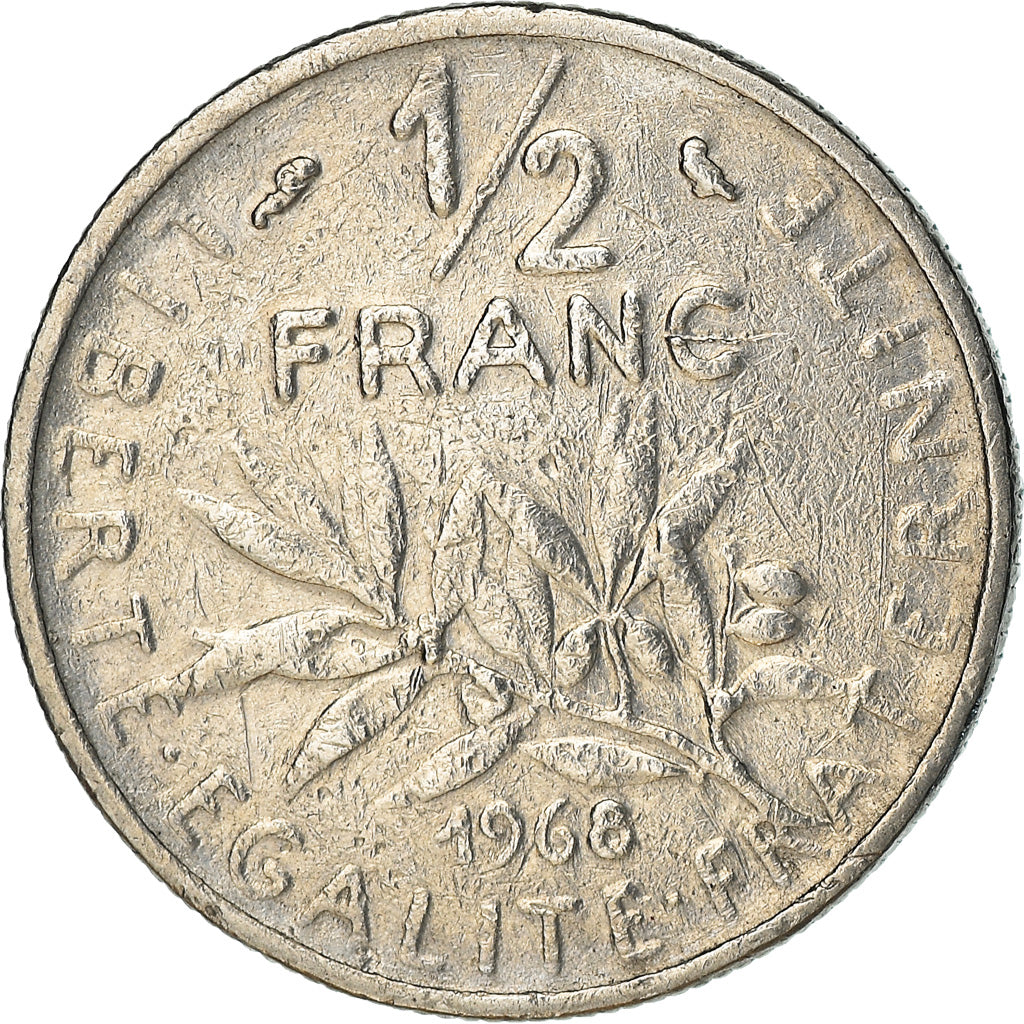 Münze, Frankreich, Semeuse, 1/2 Franc, 1968, Paris, SS+, Nickel, KM:931.1