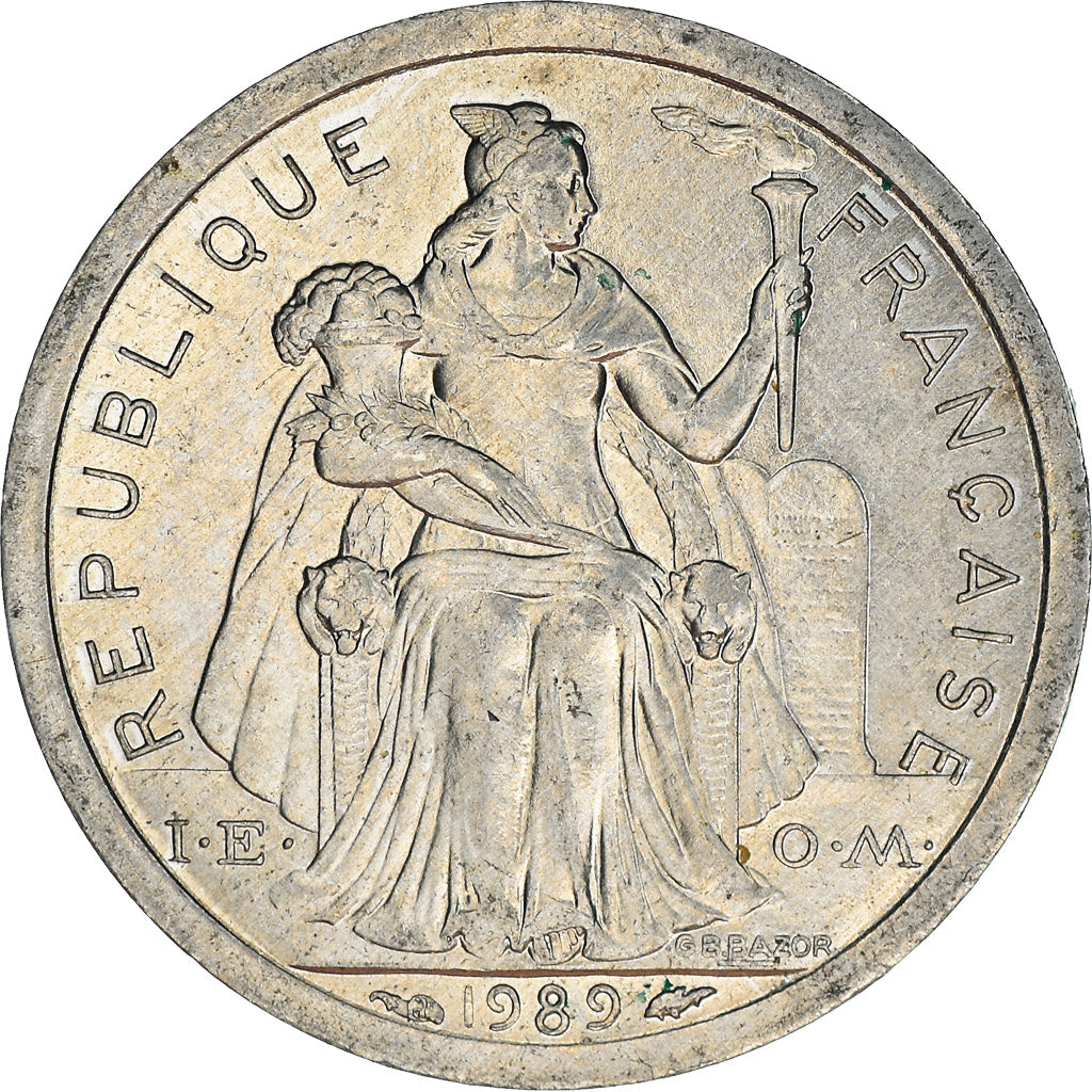 Coin, New Caledonia, Franc, 1989, Paris, MS(63), Aluminum, KM:10, Lecompte:49