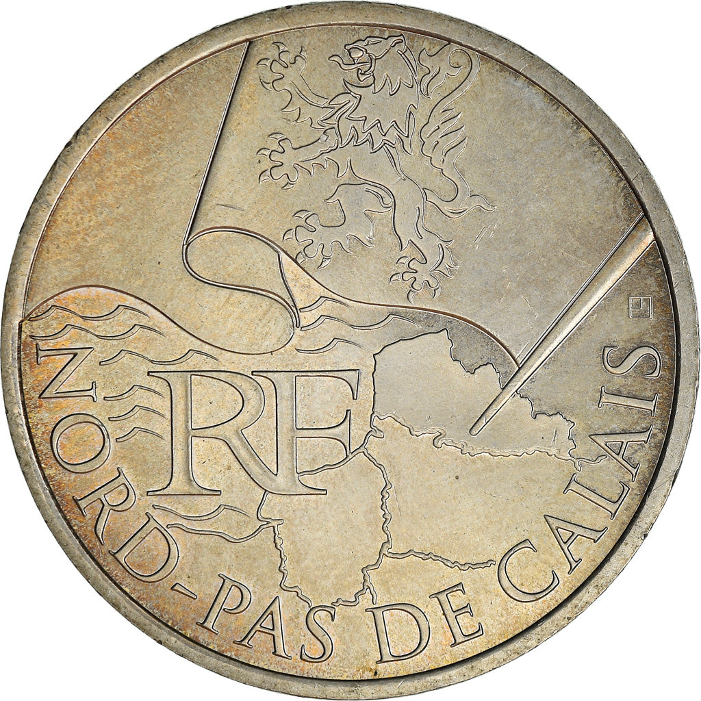France, 10 Euro, Nord-Pas-de-Calais, 2010, Paris, MS(60-62), Silver