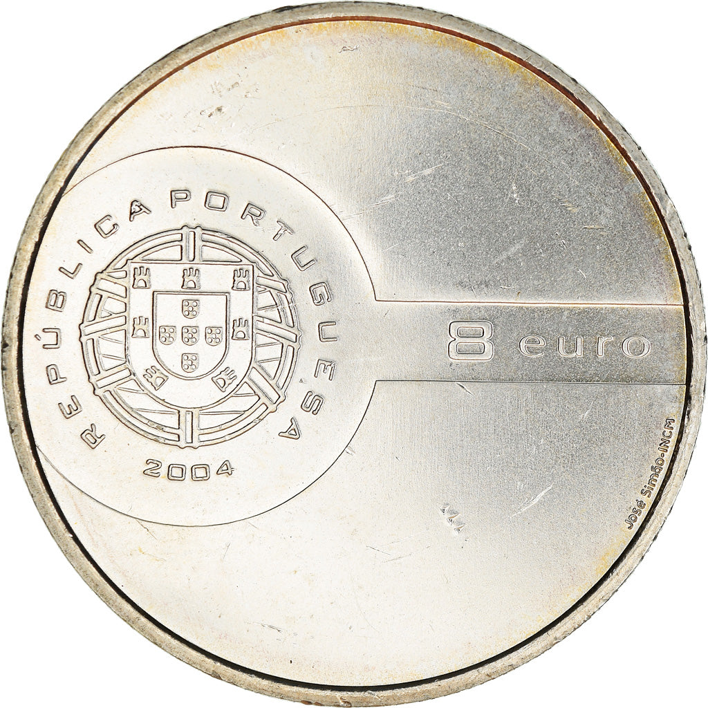 Portugal, 8 Euro, 2004, MS(60-62), Silver, KM:757