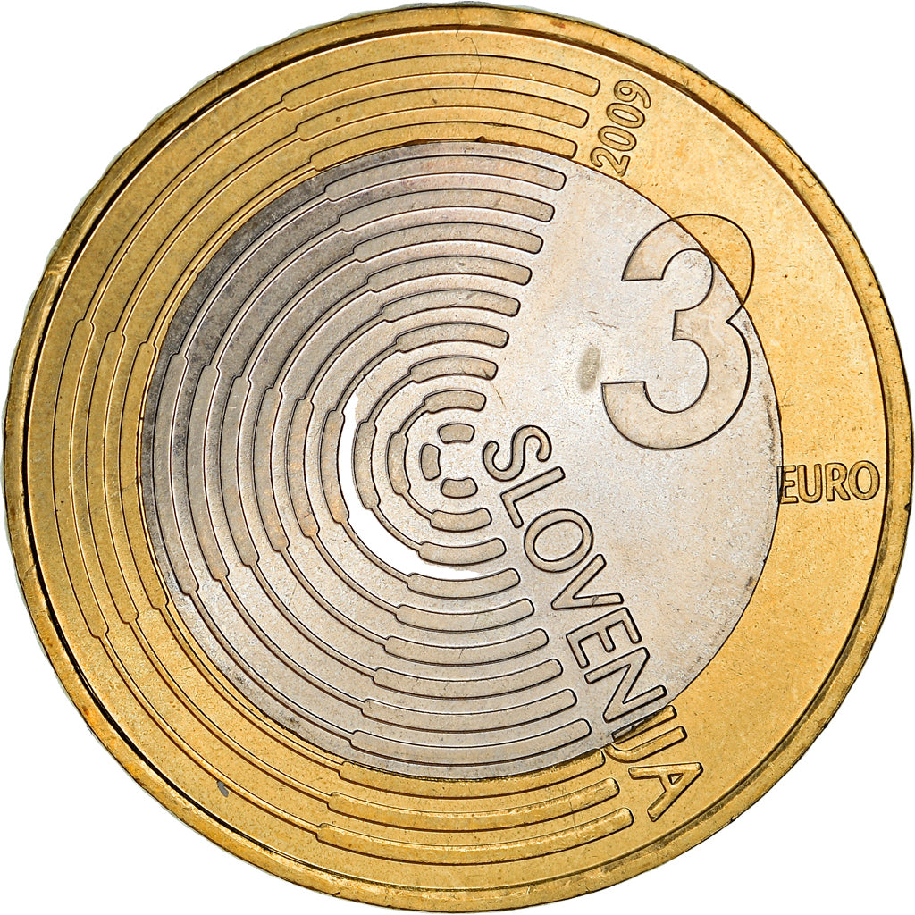 Slowenien, 3 Euro, First Airplane flight in Slovenia by Edvard Rusjan, 100th