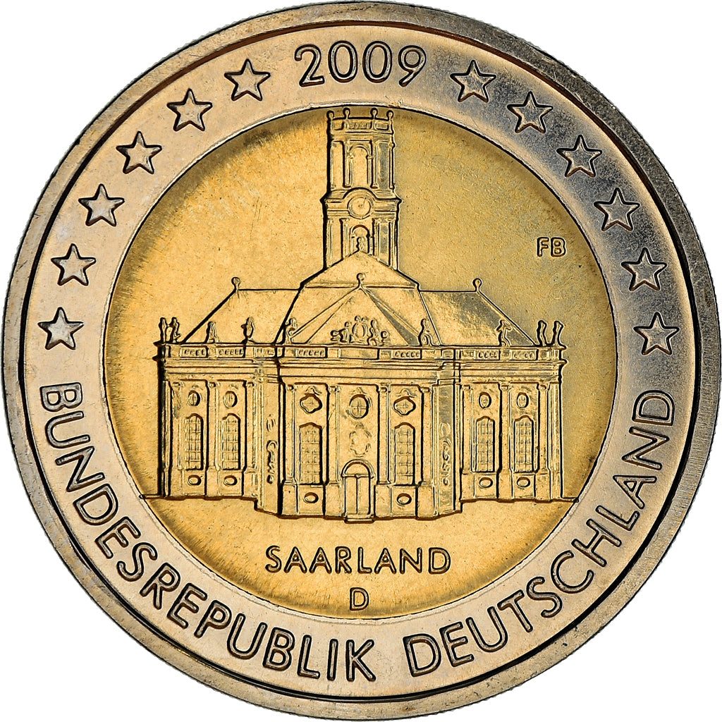 ALEMANIA - REPÚBLICA FEDERAL, 2 Euro, 2009, Munich, SC+, Bimetálico, KM:276