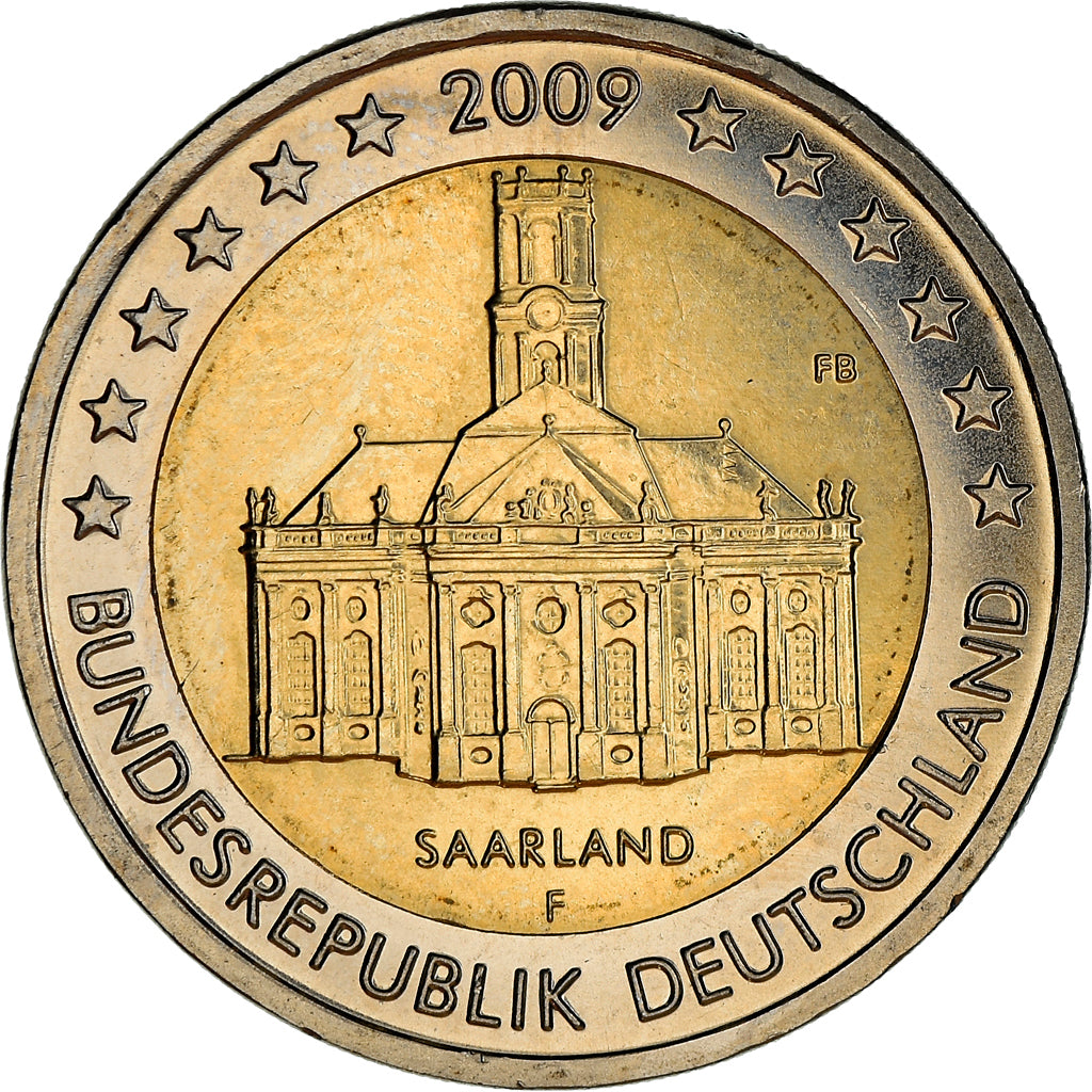 ALEMANIA - REPÚBLICA FEDERAL, 2 Euro, 2009, Stuttgart, SC, Bimetálico, KM:276