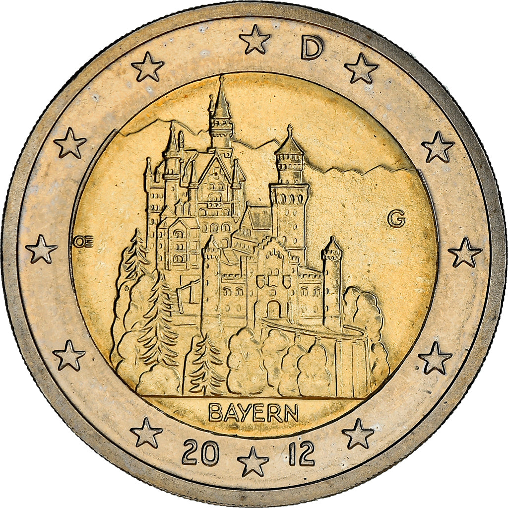 Niemcy - RFN, 2 Euro, BAYERN, 2012, Karlsruhe, MS(63), Bimetaliczny, KM:305