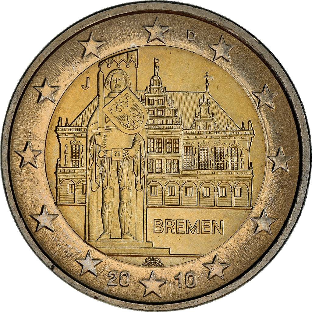 ALEMANIA - REPÚBLICA FEDERAL, 2 Euro, 2010, SC, Bimetálico, KM:285