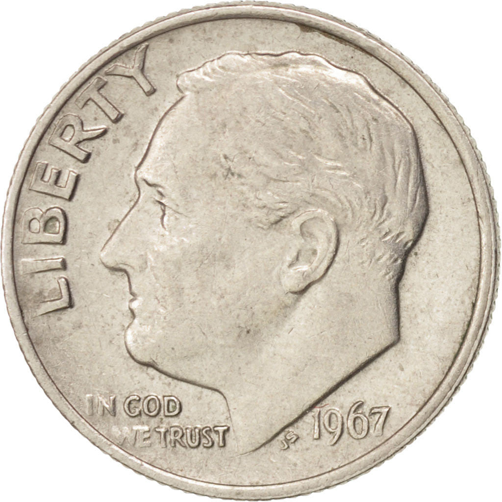 Coin, United States, Roosevelt Dime, Dime, 1967, U.S. Mint, Philadelphia