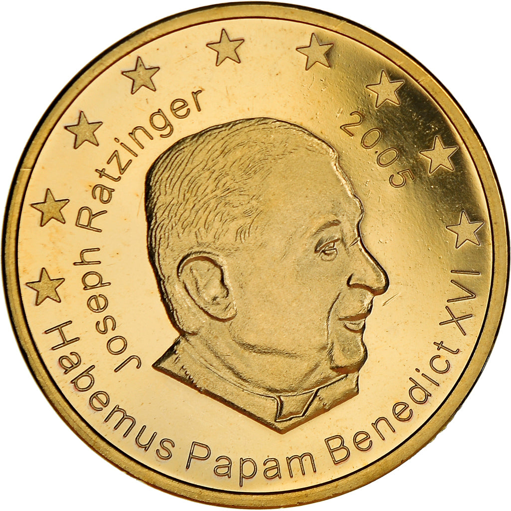 Vatican, 50 Euro Cent, Type 2, 2005, unofficial private coin, MS(65-70), Brass
